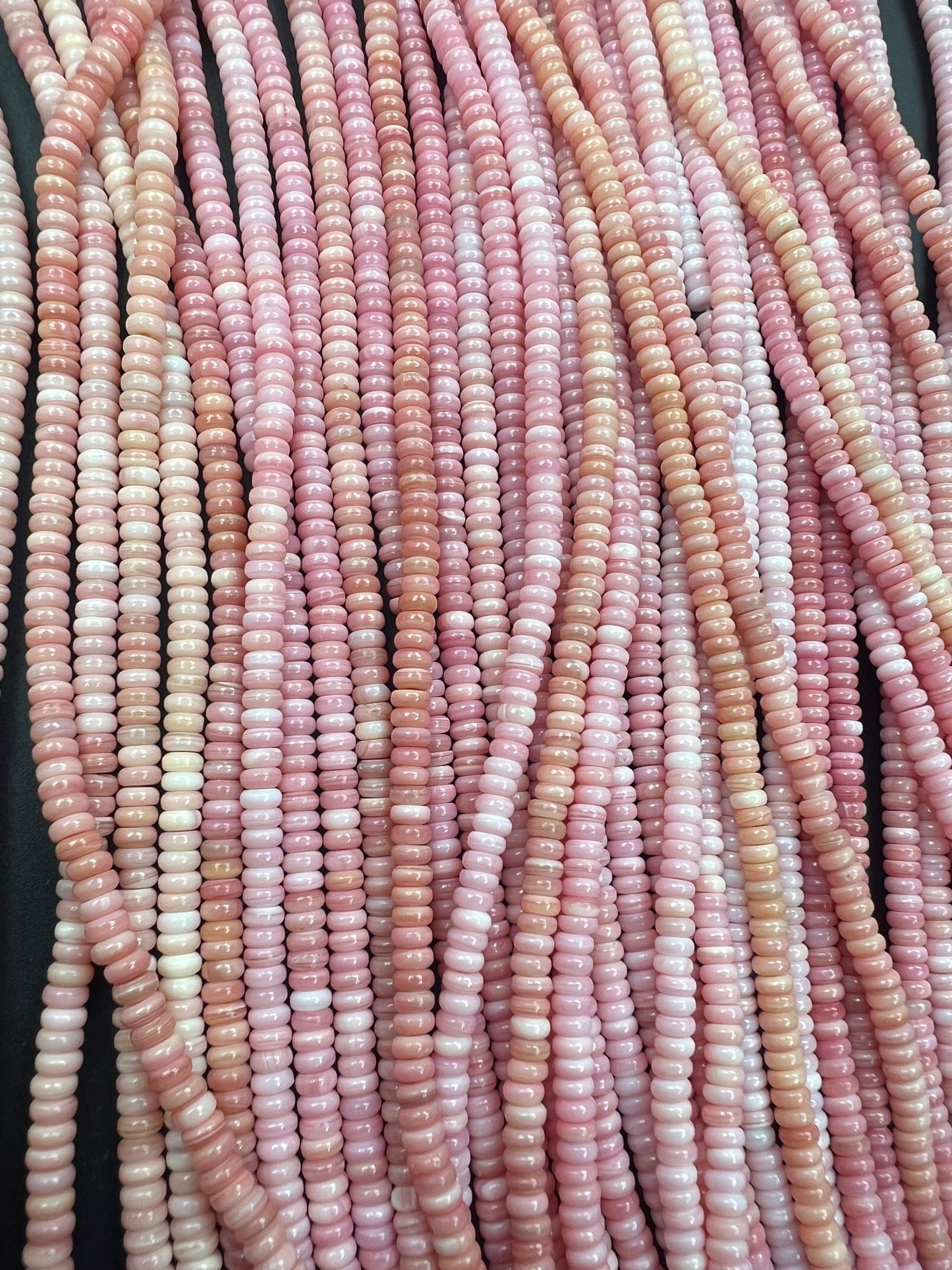 Pink Shell Rondelle Beads Strand 4mm