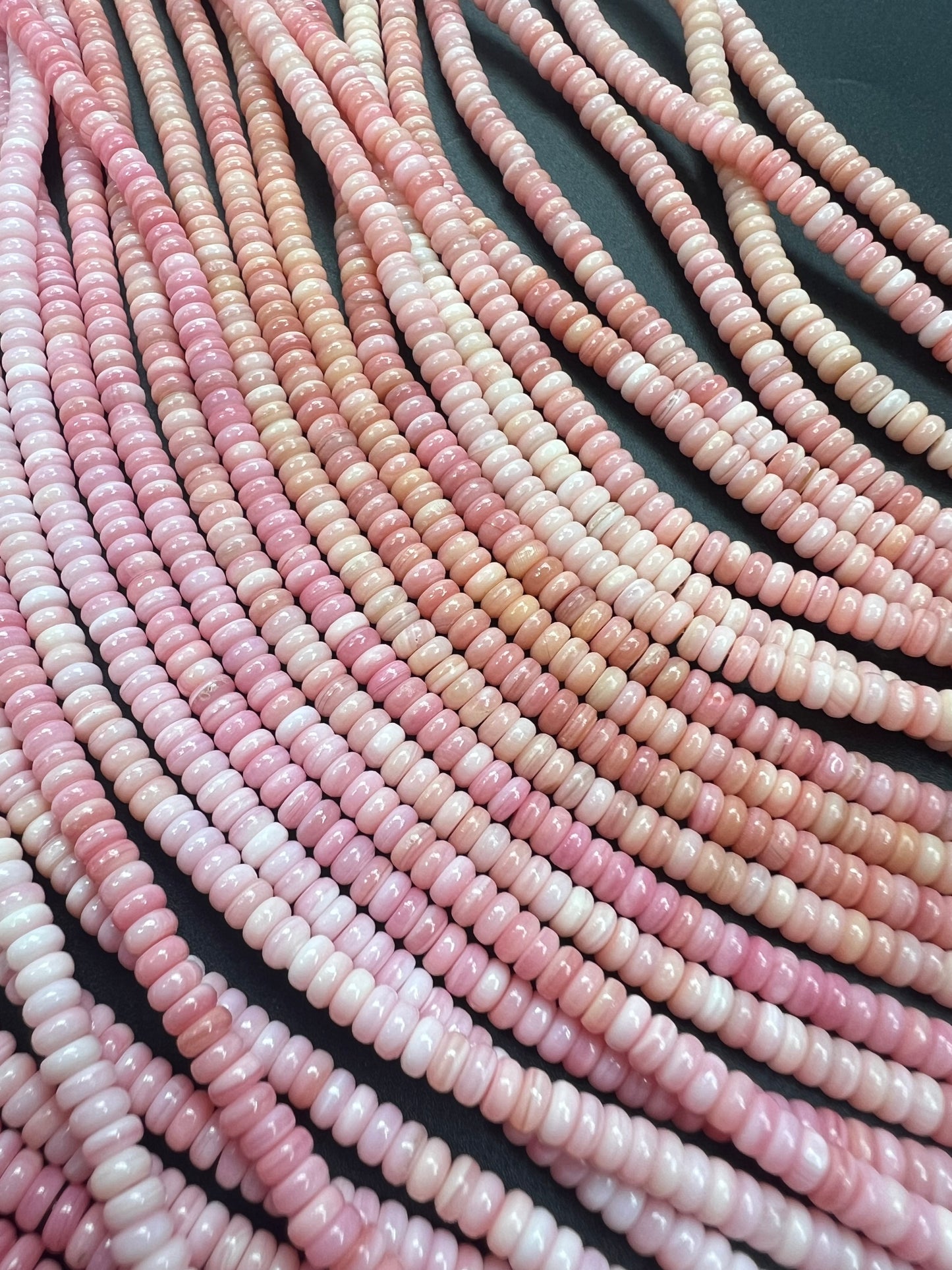 Pink Shell Rondelle Beads Strand 4mm