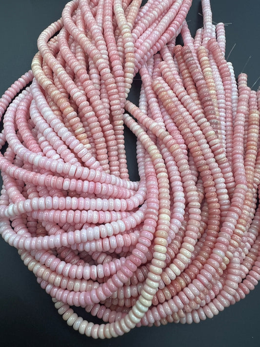 Pink Shell Rondelle Beads Strand 6mm