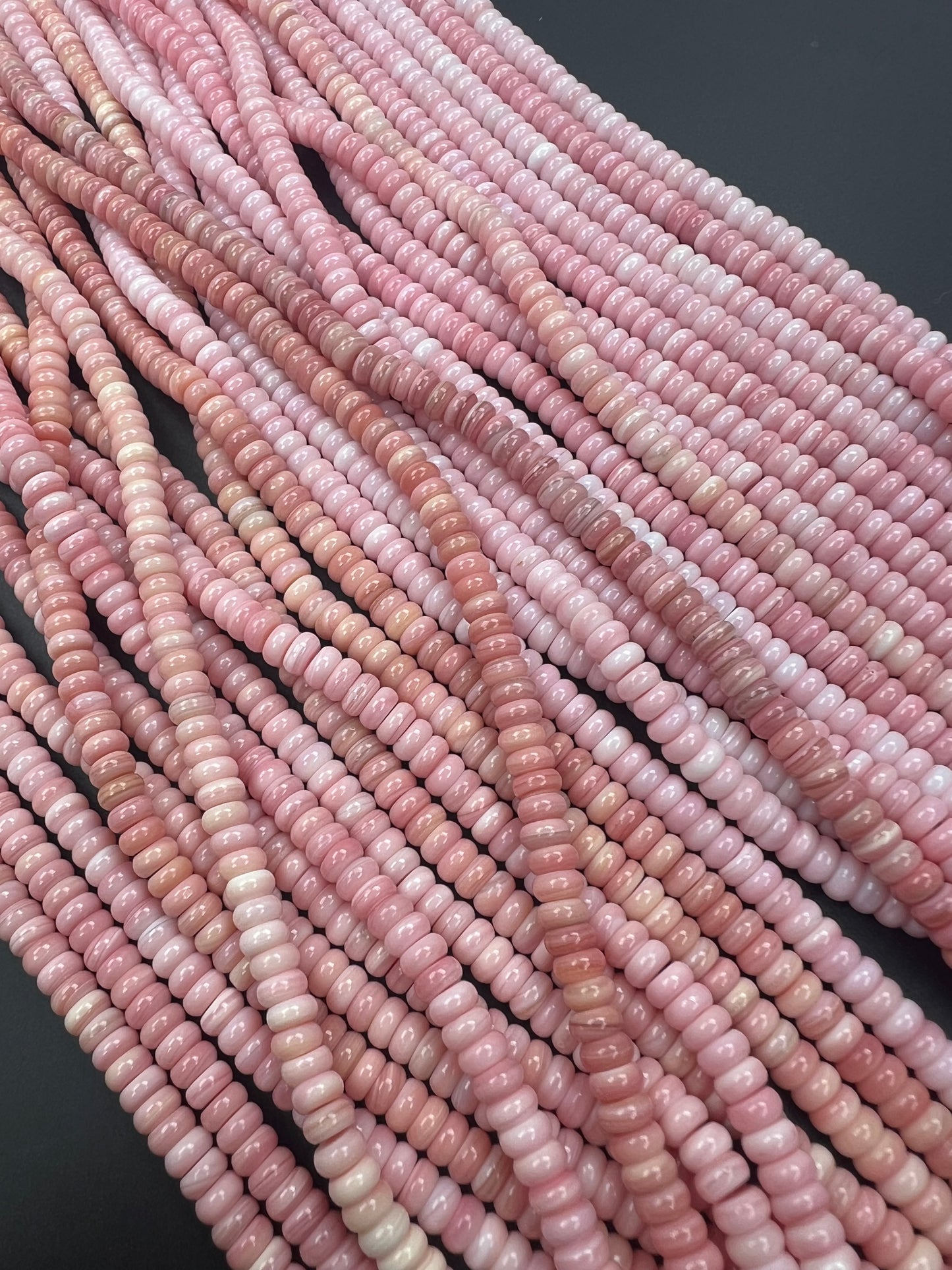 Pink Shell Rondelle Beads Strand 6mm