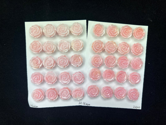 Pink Shell Rose Cabs 10-15mm