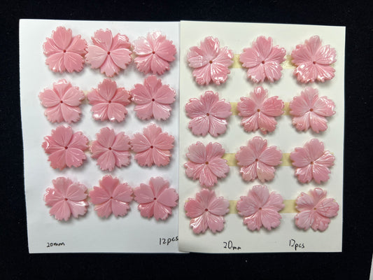 Pink Shell Sakura Flower Cabs 20mm