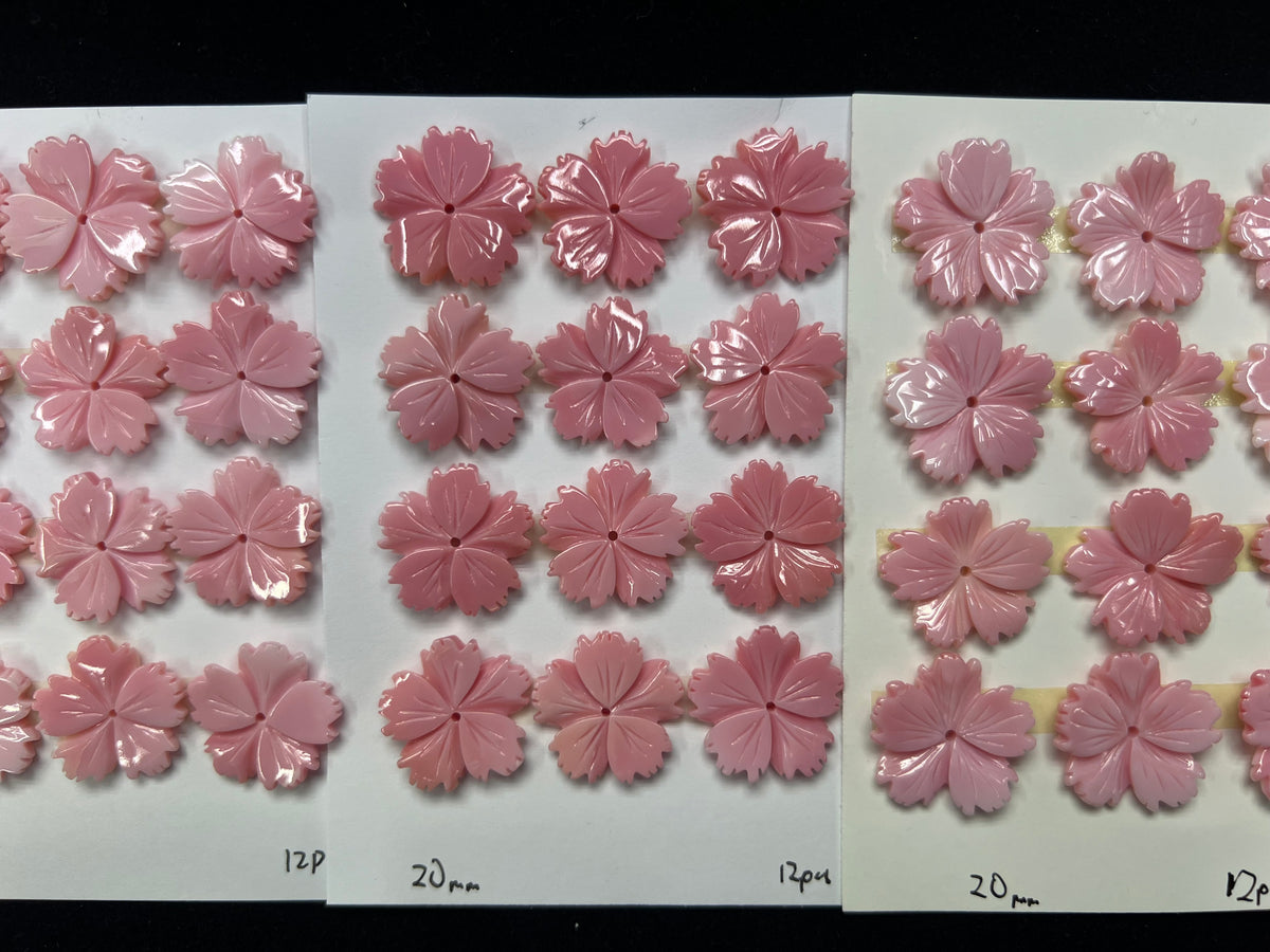 Kuling Sakura Shell Pink Shell Sakura Flower Cabs 20mm – Michael Gems Co.
