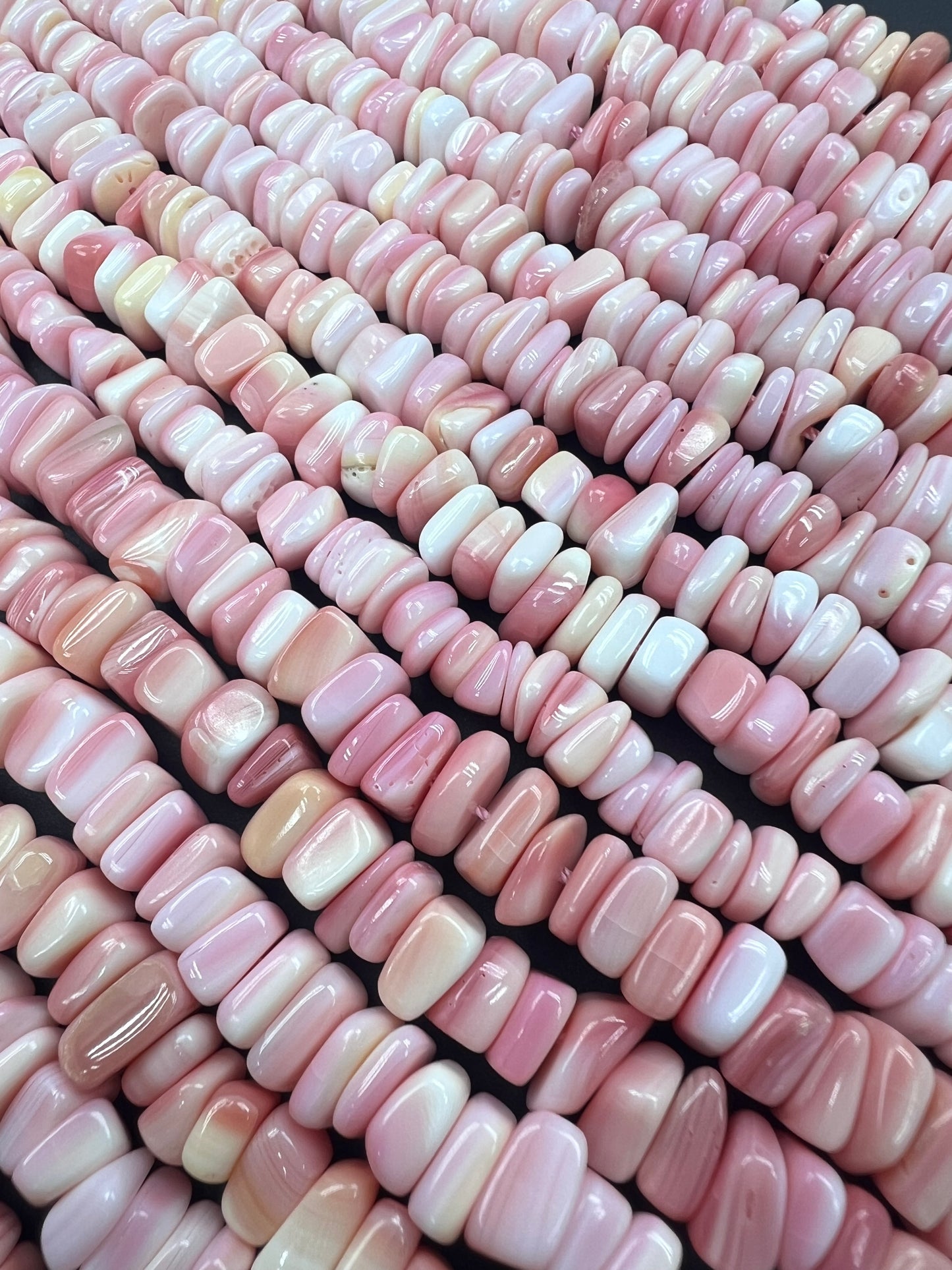 Pink Shell Irregular Square Chips Beads Strand