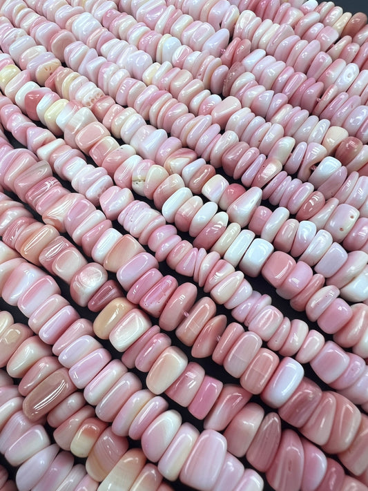 Pink Shell Irregular Square Chips Beads Strand