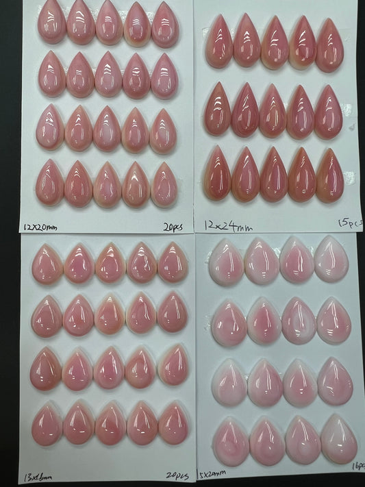 Pink Shell Teardrop Cabs 12x20mm - 15x20mm