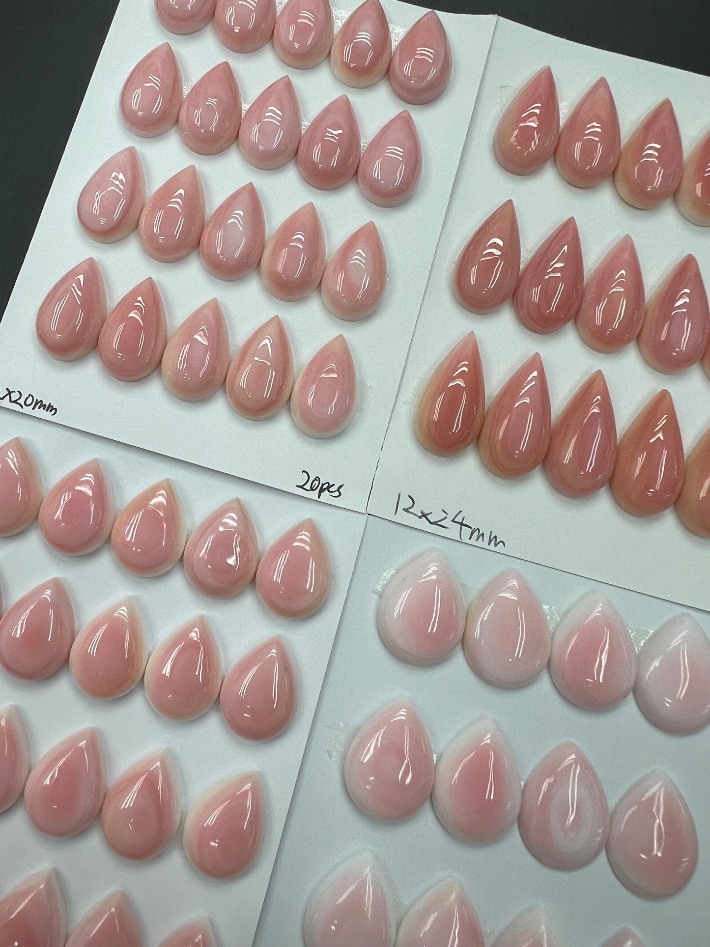 Pink Shell Teardrop Cabs 12x20mm - 15x20mm