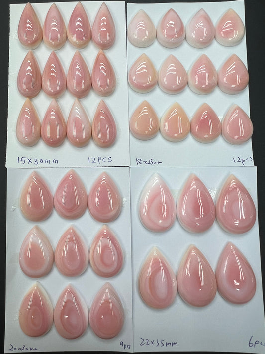 Pink Shell Teardrop Cabs 15x30mm - 22x35mm