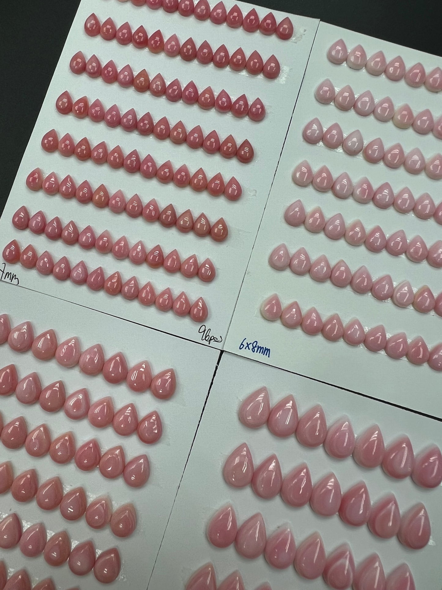Pink Shell Teardrop Cabs 5x7mm - 8x12mm