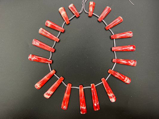 (Red) Spiny Oyster Side-drilled Long Chips Strand