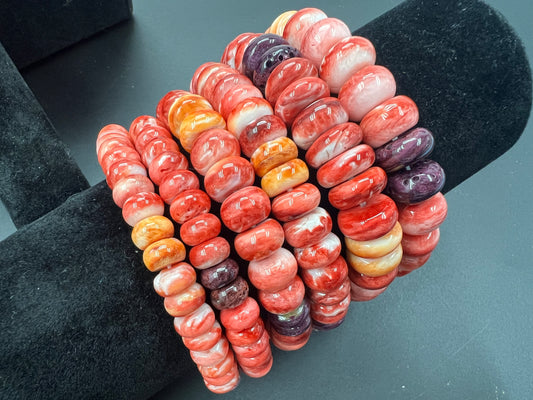 Red Spiny Oyster Rondelle Bracelet 8-12mm (Mix Color)