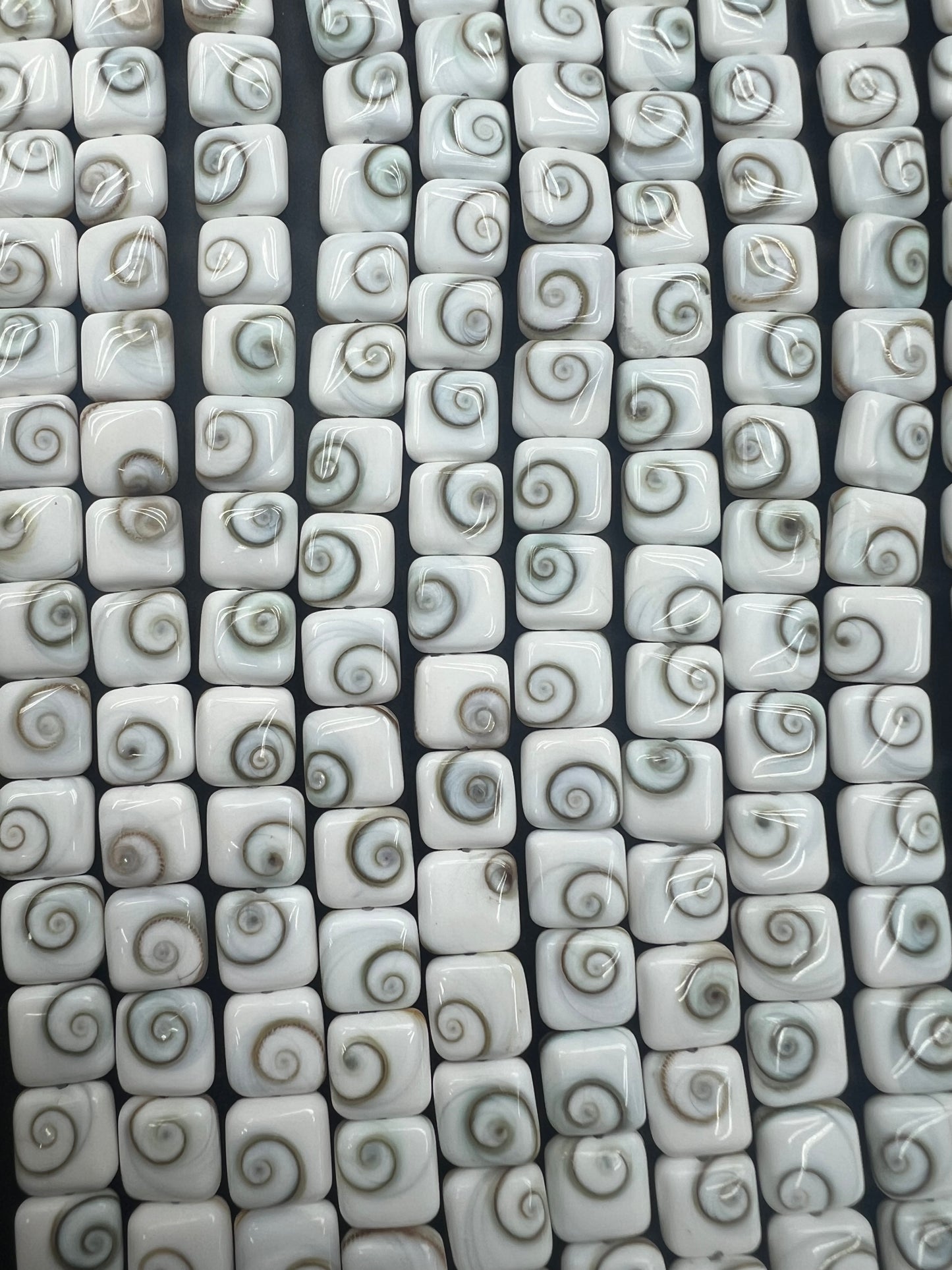 Shiva Eyes Shell Square Shape Beads 10mm