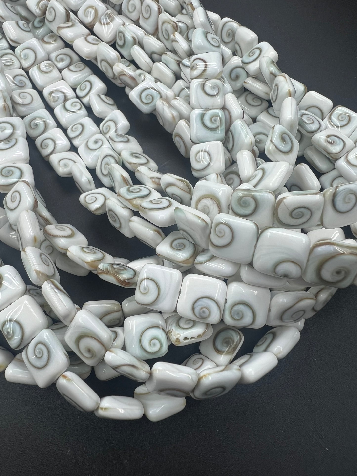 Shiva Eyes Shell Square Shape Beads 10mm