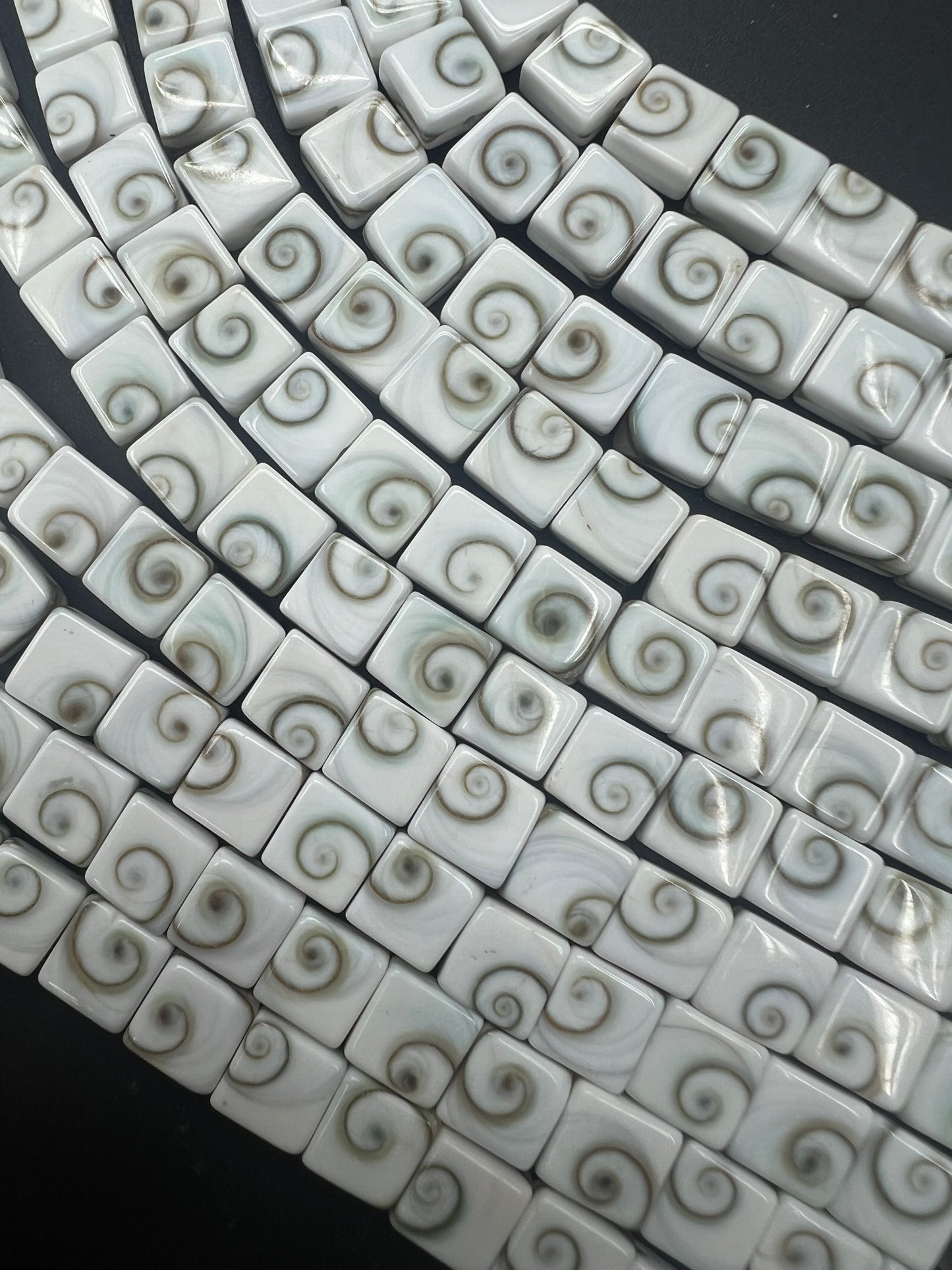 Shiva Eyes Shell Square Shape Beads 8mm