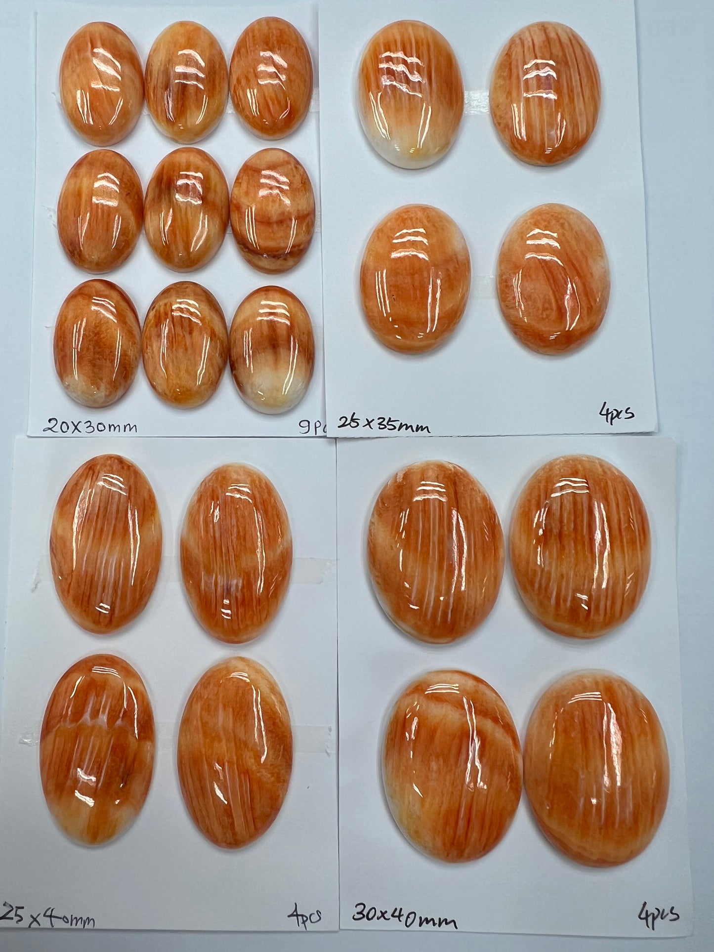Orange Natural Spiny Oyster Shell Oval Cab  20x30mm ~ 30x40mm