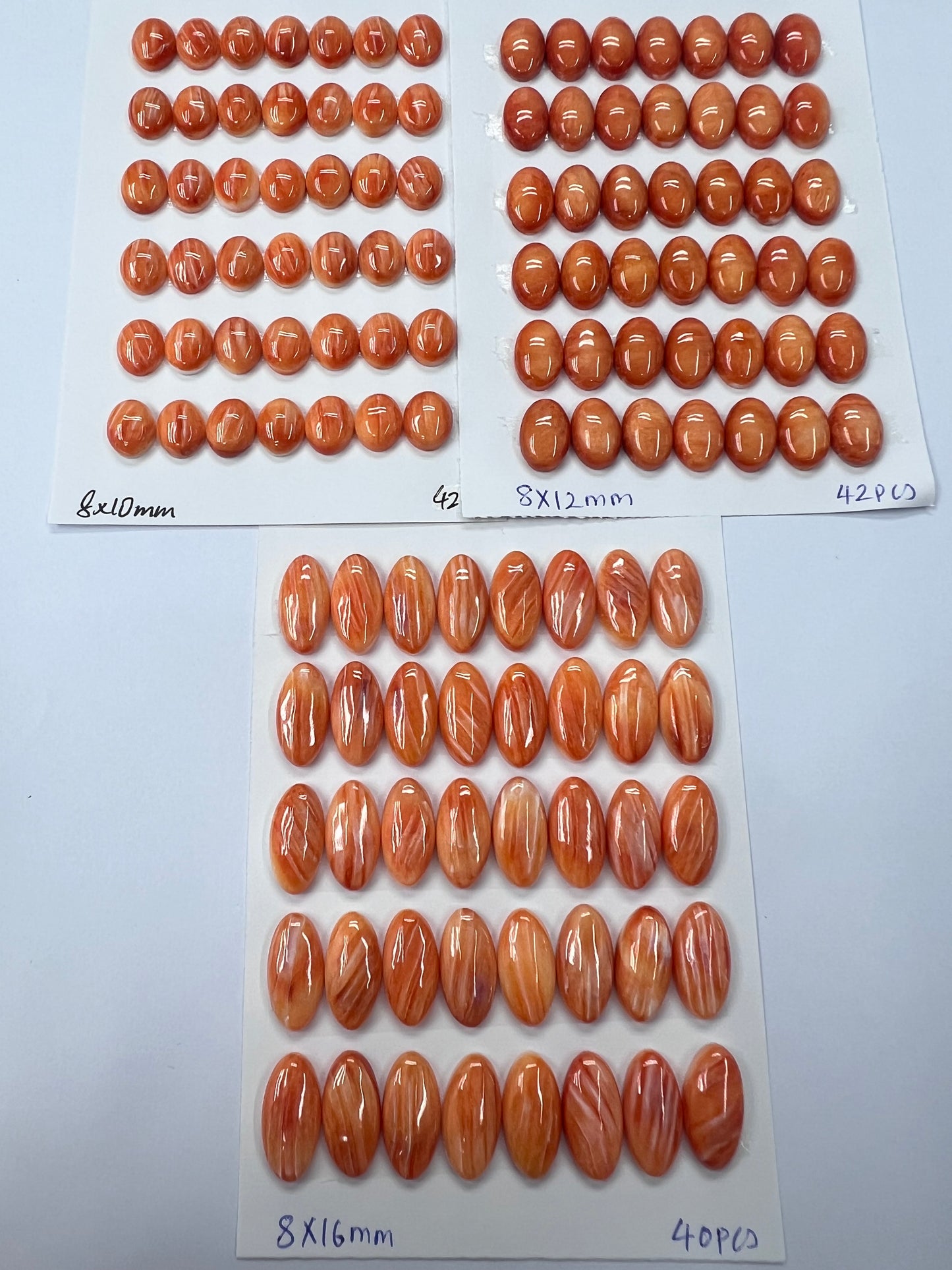 Orange Natural Spiny Oyster Shell Oval Cab  8x10mm ~ 8x16mm
