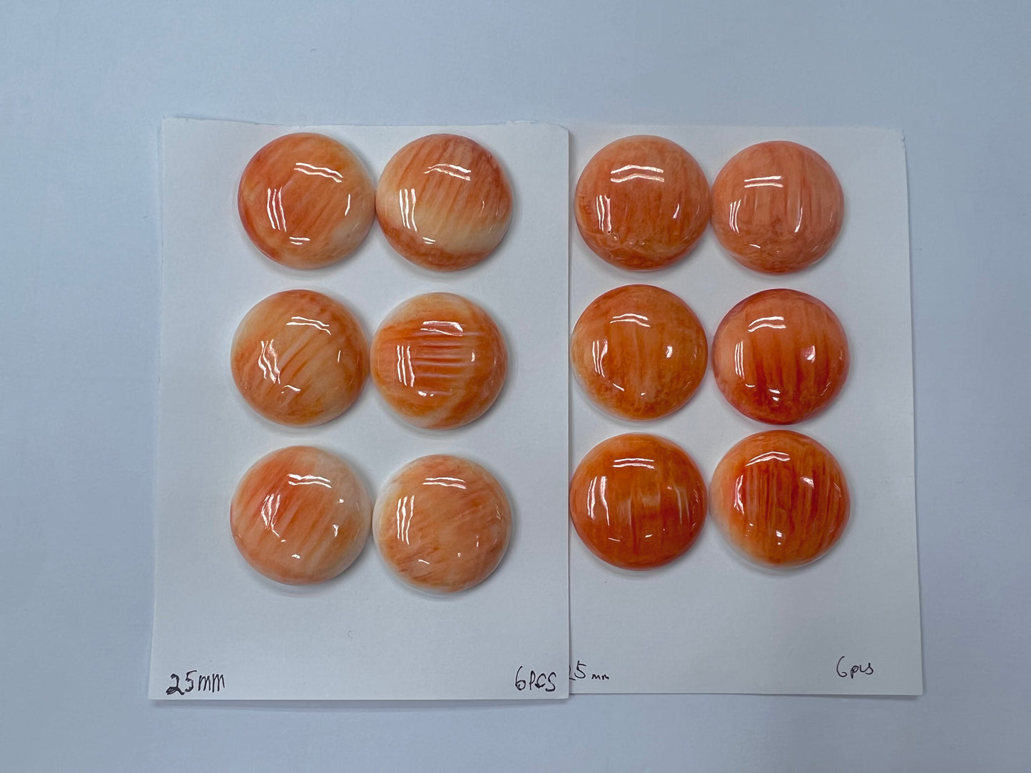 Orange Natural Spiny Oyster Shell Round Cab 20~30mm