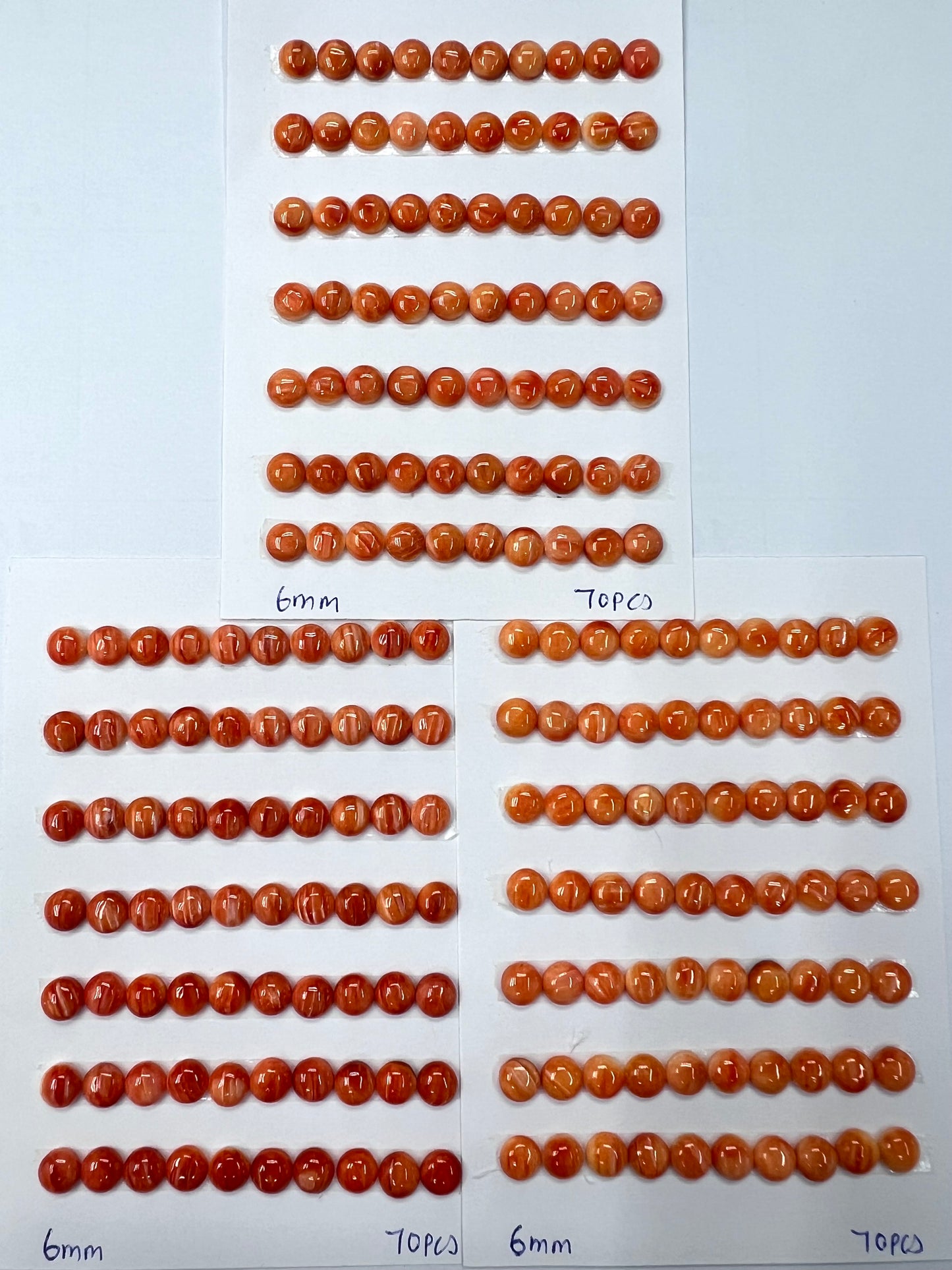 Orange Natural Spiny Oyster Shell Round Cab  6~10mm