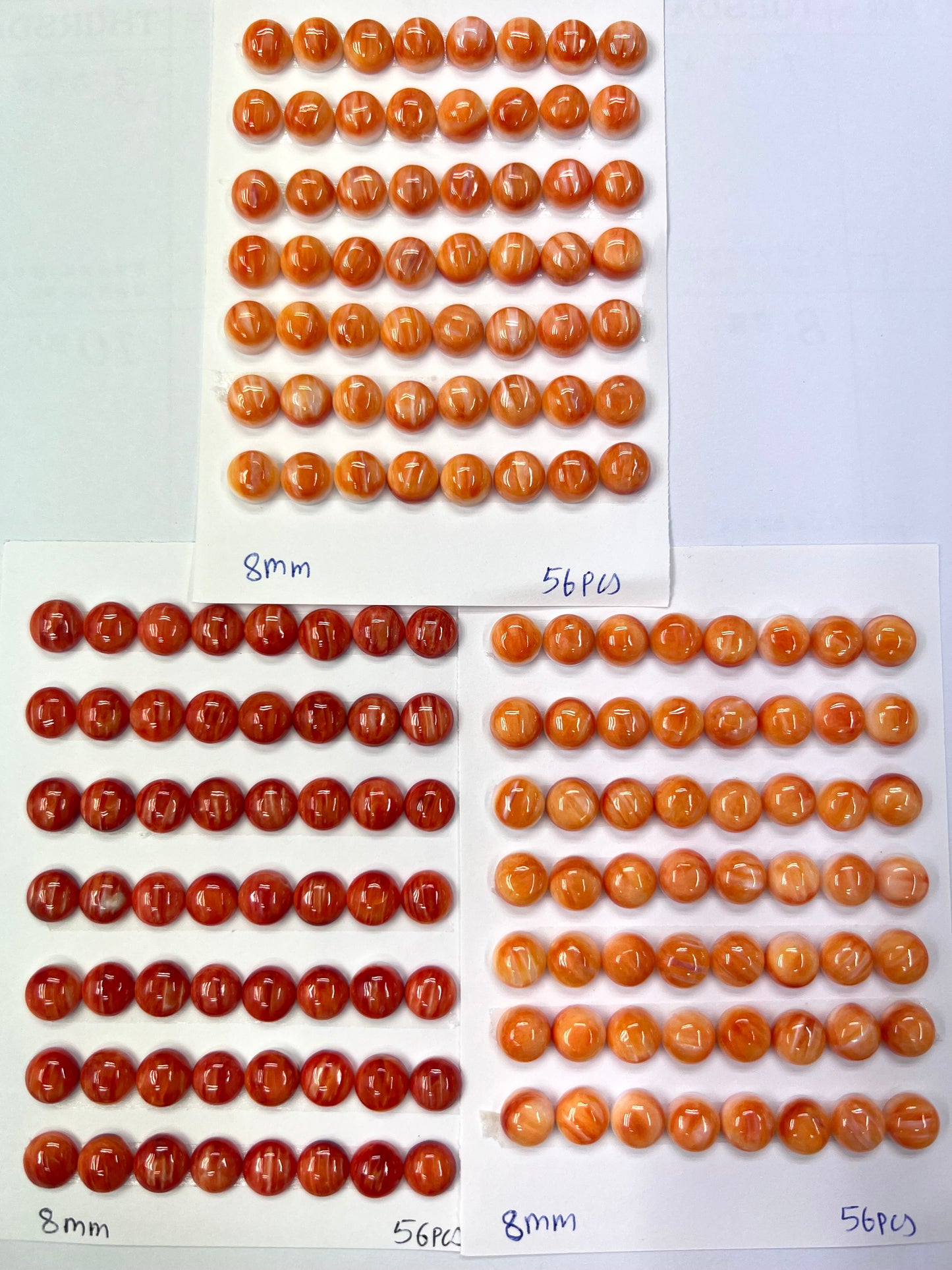 Orange Natural Spiny Oyster Shell Round Cab  6~10mm