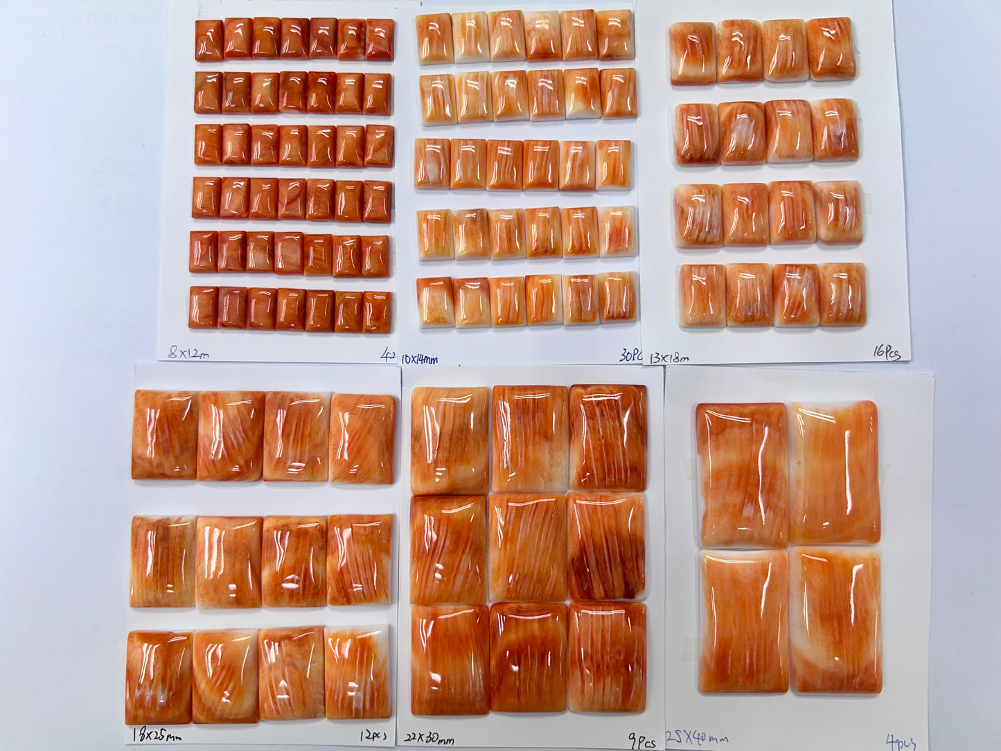 Orange Natural Spiny Oyster Shell Rectangle Cab 8x12~25x40mm