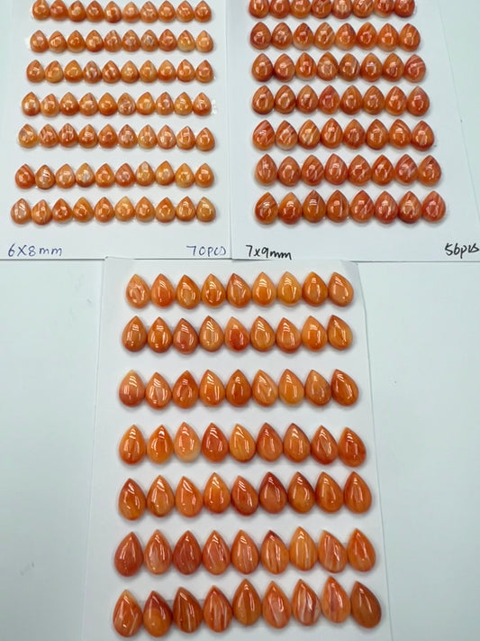 Orange Natural Spiny Oyster Shell Teardrop Cab  6x8mm - 8x10mm