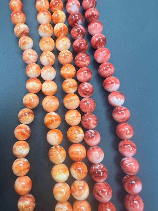 Spiny Oyster Shell Round Beads 11mm Orange/Red