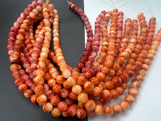 Spiny Oyster Shell Round Beads 10mm Orange/Red