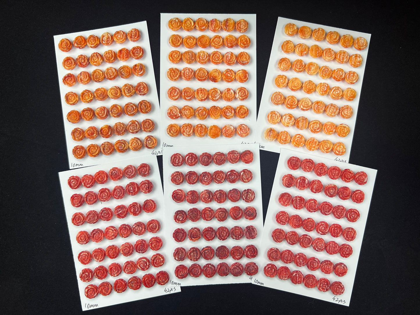 Natural Spiny Oyster Shell Rose Loose Piece (Orange/Red) 8mm 10mm 12mm