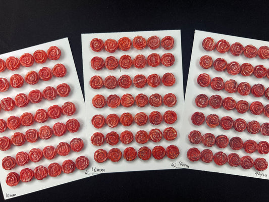 Natural Spiny Oyster Shell Rose Loose Piece (Orange/Red) 8mm 10mm 12mm