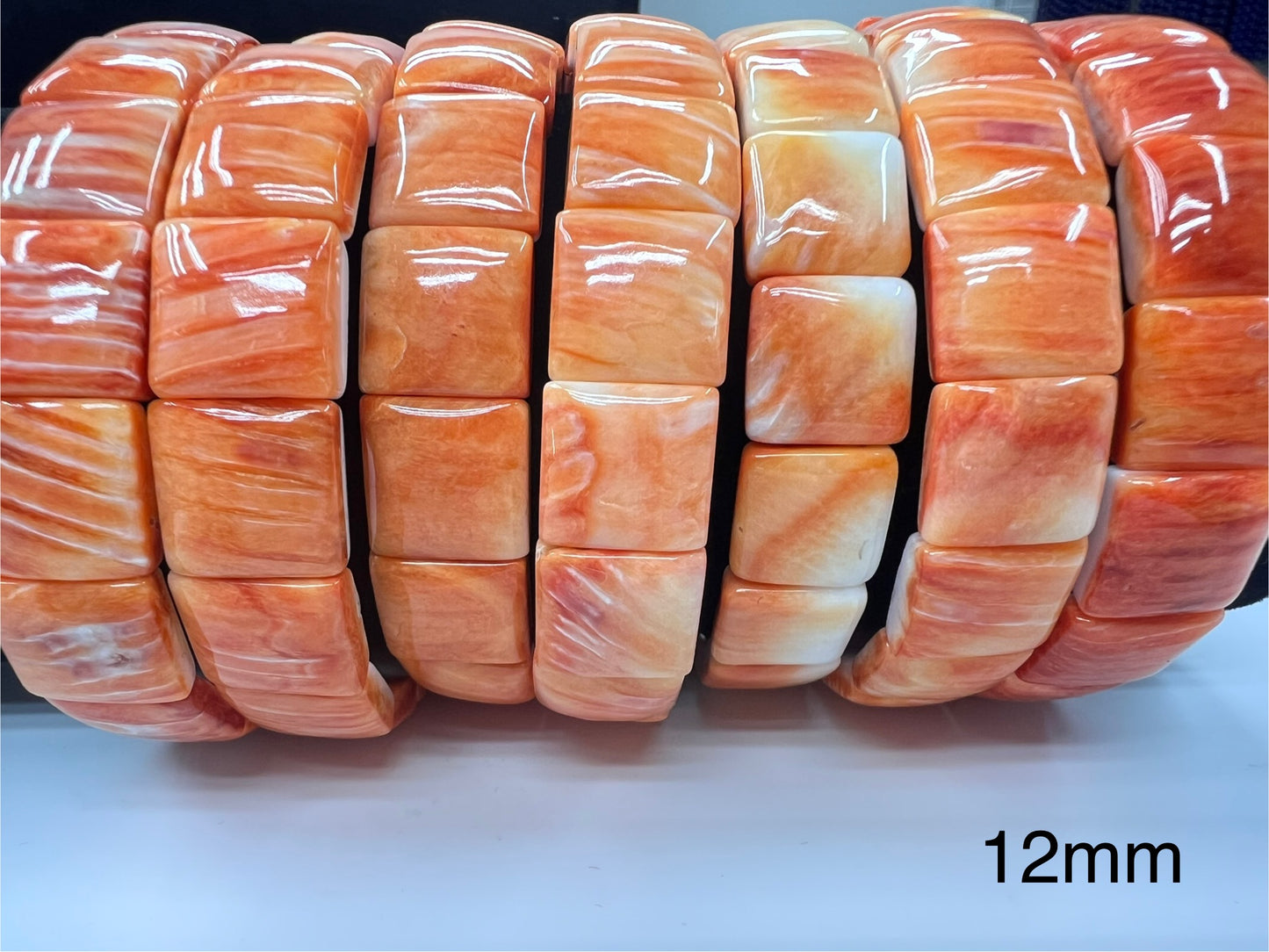 Natural Spiny Oyster Shell Square Bracelet 12m 14m 17m