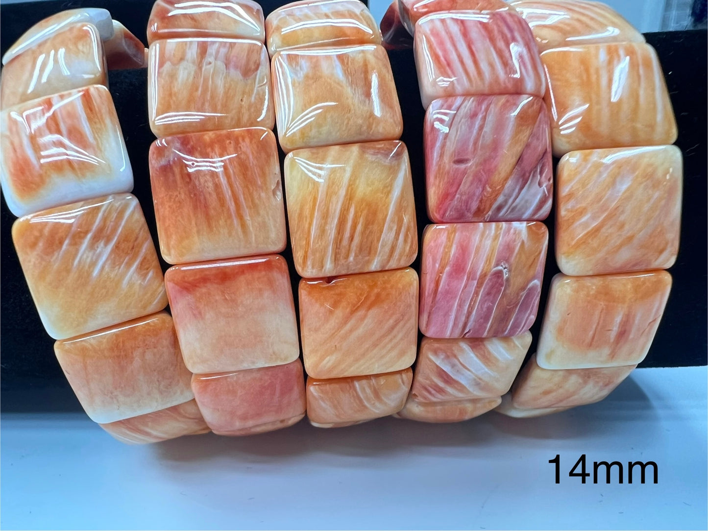 Natural Spiny Oyster Shell Square Bracelet 12m 14m 17m