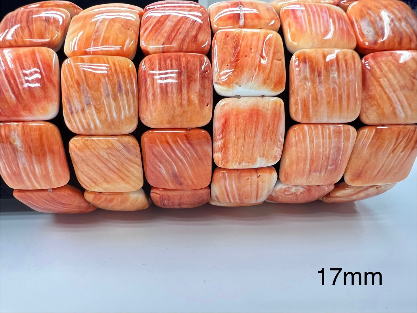 Natural Spiny Oyster Shell Square Bracelet 12m 14m 17m