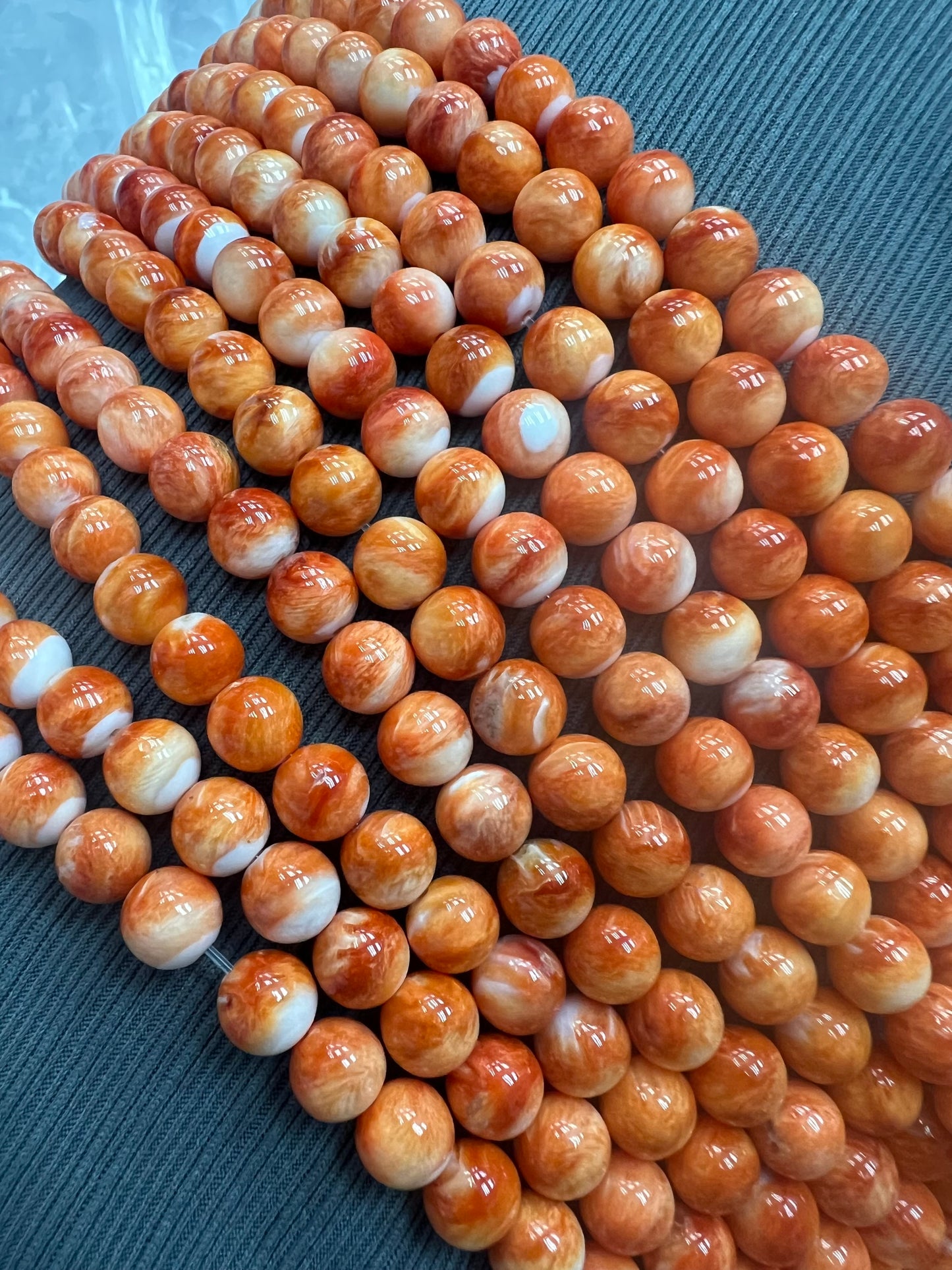 Spiny Oyster Shell Round Beads 3-9mm Orange/Red