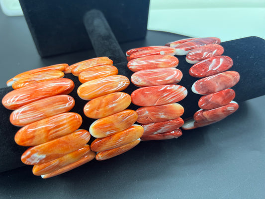 (Red/ Orange) Spiny Oyster Oval Bracelet