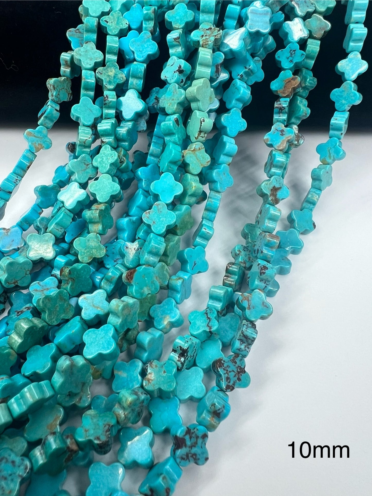 Natural Turquoise 4 Clover Flower Strand 7~12mm