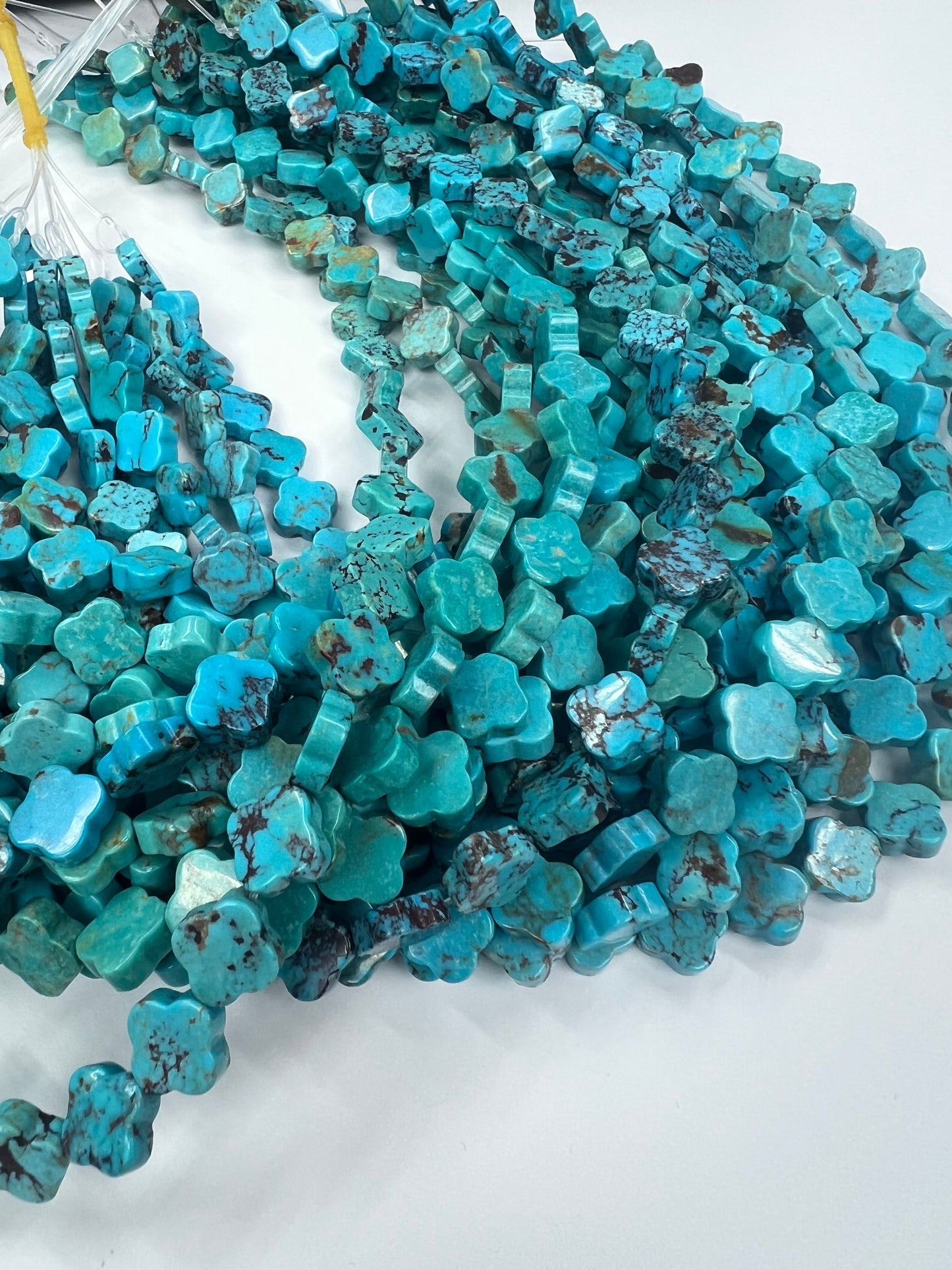 Natural Turquoise 4 Clover Flower Strand 7~12mm