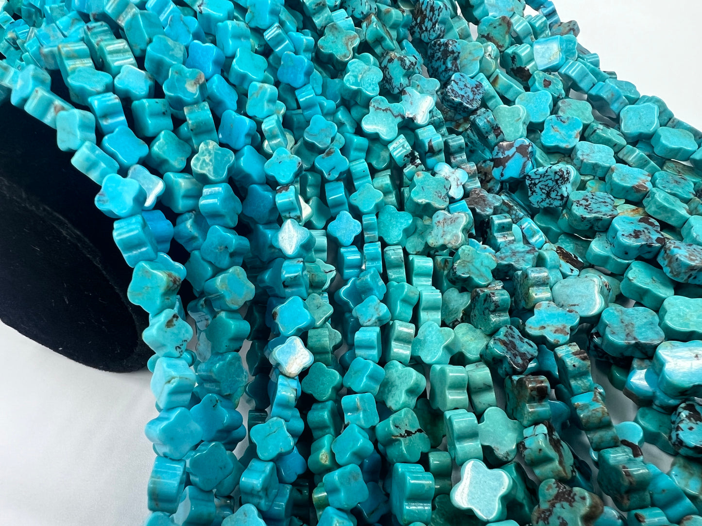 Natural Turquoise 4 Clover Flower Strand 7~12mm