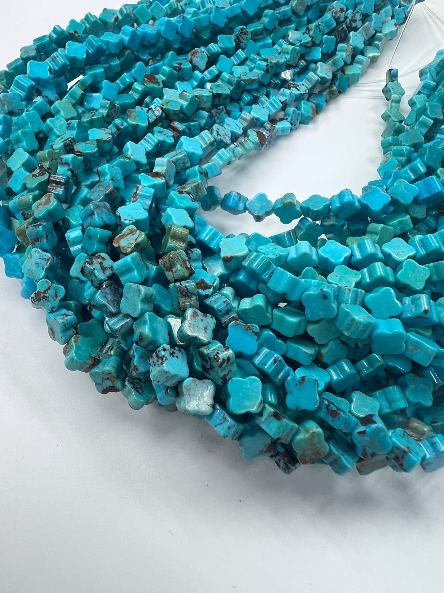 Natural Turquoise 4 Clover Flower Strand 7~12mm