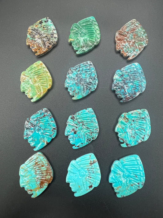 Turquoise American Indian Carved Pendant Type B