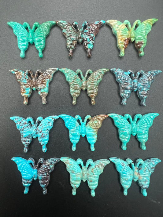 Turquoise Butterfly Carved Pendant