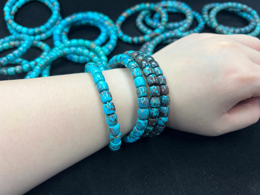 Natural Turquoise Cylinder Bracelet 7x8mm