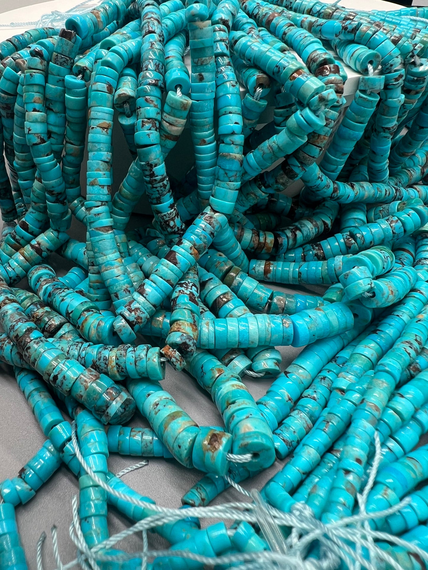 Natural Turquoise Heishi Beads Graduated 4-8mm