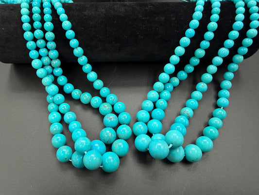 Natural Turquoise Round Beads Graduated 6-14mm