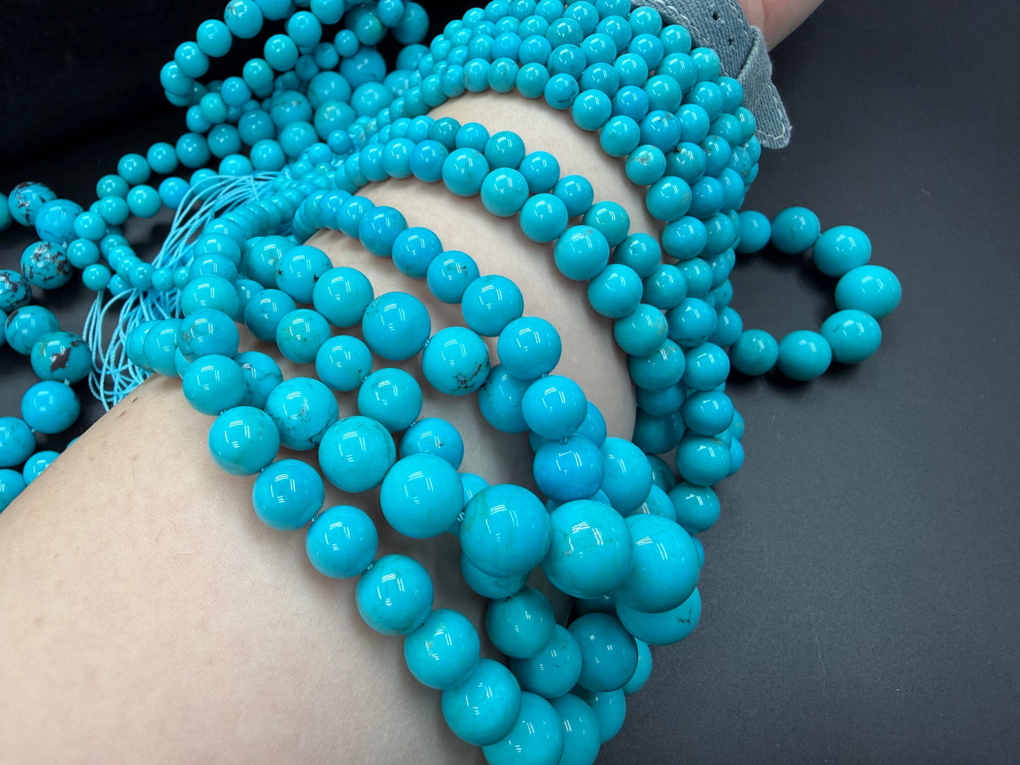 Natural Turquoise Round Beads Graduated 6-14mm