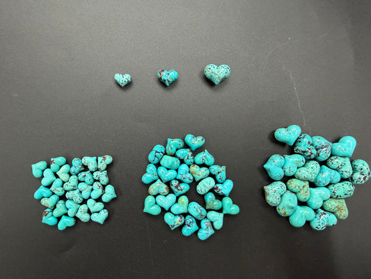 Turquoise Puff Heart Loose Piece 10mm 12mm 15mm (Horizontal Hole)