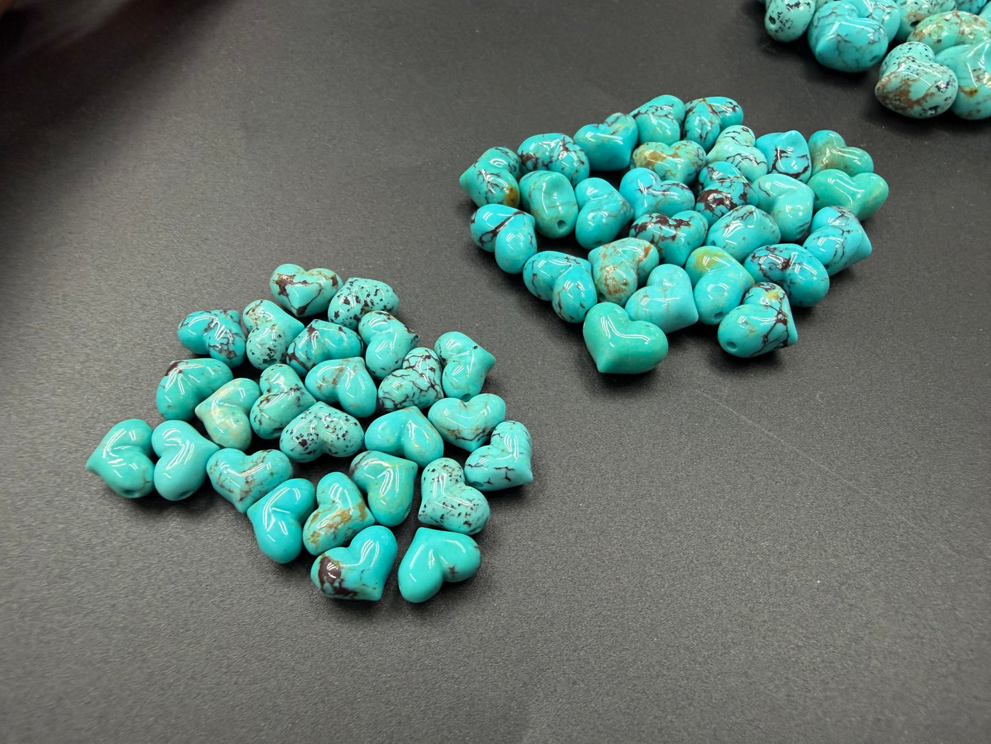 Turquoise Puff Heart Loose Piece 10mm 12mm 15mm (Horizontal Hole)