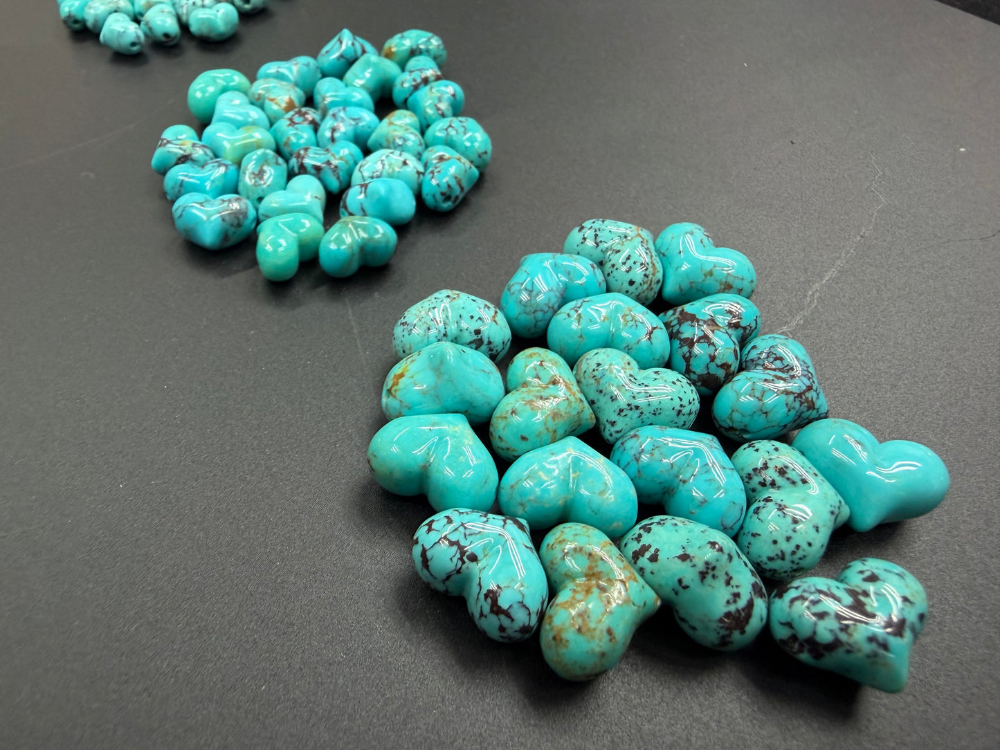 Turquoise Puff Heart Loose Piece 10mm 12mm 15mm (Horizontal Hole)