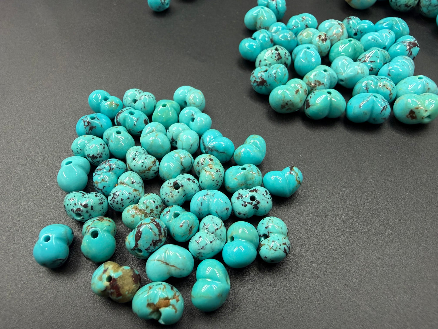 Turquoise Puff Heart Loose Piece 10mm 12mm 15mm (Straight Hole)