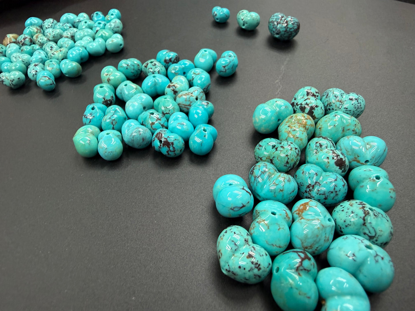 Turquoise Puff Heart Loose Piece 10mm 12mm 15mm (Straight Hole)