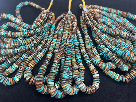 Natural Turquoise Graduated Heishi Chips 8-18mm